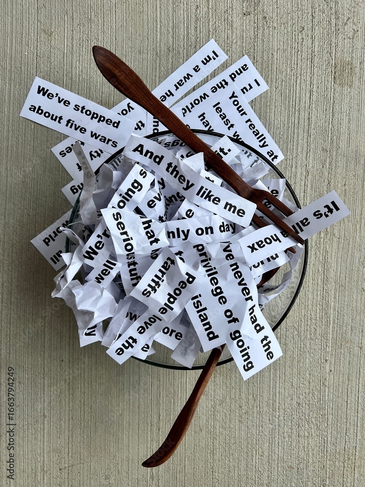 Word salad jumble of words and phrases Word salad jumble of words and phrases