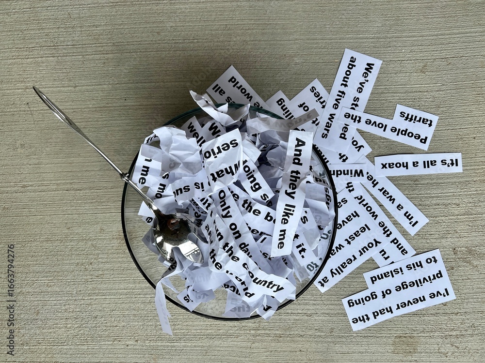 Word salad jumble of words and phrases