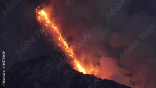 Wildfire burning on the mountain in Provo, Utah in Buckley Draw.