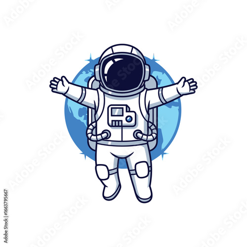 Astronaut in Space with Open Arms Exploring the Universe.
