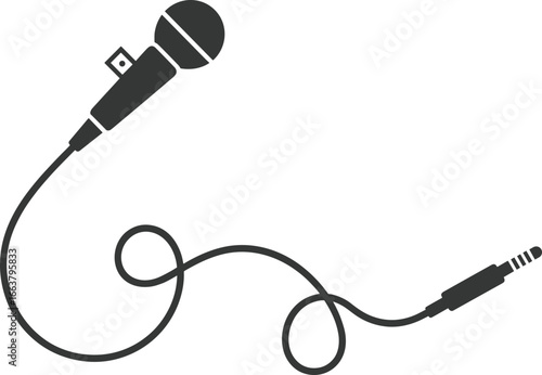 Wired microphone with audio jack, music recording equipment, vocal mic, sound device, podcast tool, audio gear, communication technology icon