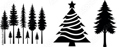 Majestic forest silhouette diverse trees nature scene