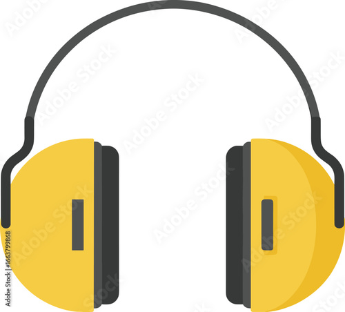 Yellow ear protection headphones, safety earmuffs for noise reduction, industrial hearing protector, construction equipment, personal safety gear, soundproof headset, hearing protection tool vector