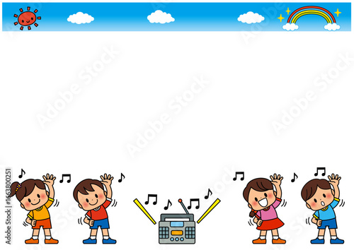 Wallpaper Mural 体操, 体育, 運動, 子供, フレーム, 小学生, 幼稚園, 保育園, 小学校, 準備運動, ラジオ体操, 運動会, メッセージ, 囲み枠, 飾り枠, 掲示板, お知らせ, 伝言板, 準備体操, 男の子, 女の子, 可愛い, 笑顔, 体育の日, 幼稚園児, 人物, 人, ストレッチ, イラスト, 学校, スポーツ, 太陽, 虹, ラジオ, 健康, かわいい, 生活, ダイエット, トレーニング, Torontodigital.ca
