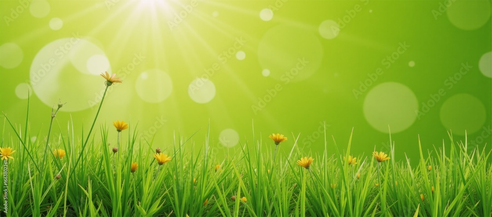 Fototapeta premium A vibrant textured representation of a lush green meadow for summer-themed print designs