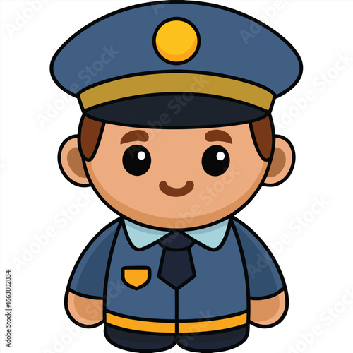 Cute Cartoon Police Officer Character Vector Illustration