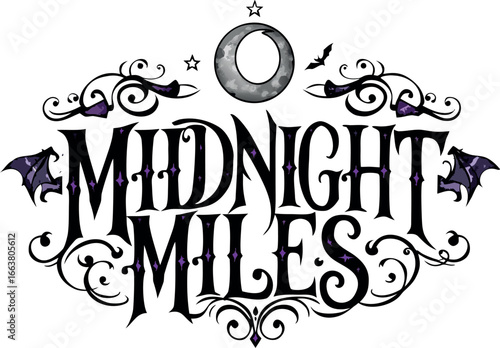 Midnight Miles Gothic Moon Stars T-Shirt Dark Art