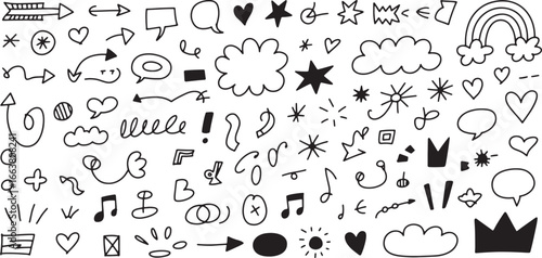 Hand-Drawn Doodle Collection Whimsical Elements for Creative Projects