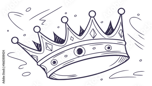 Illustration of a detailed crown with gems and circular designs in a cartoon style drawing art