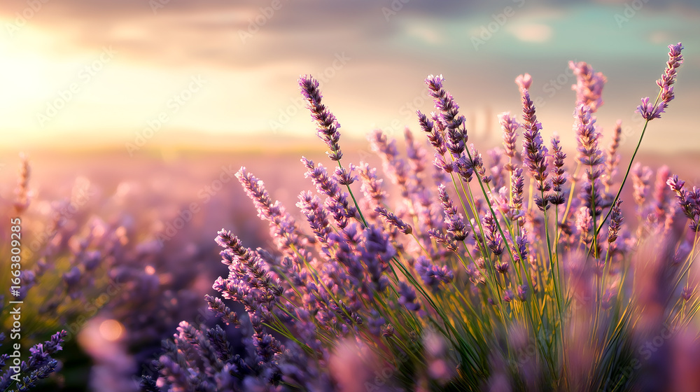 Obraz premium lavender field at sunset