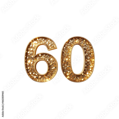 Sparkling Gold Number Sixty 60th Anniversary Celebration Design