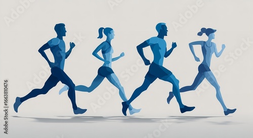 Silhouetted runners in blue tones depict athletic competition and the spirit of healthy lifestyle pursuits.