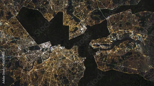 Electric power and internet outage at night in London, England. Enhanced with electric static audio.	
