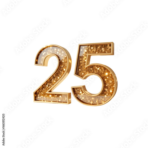 Sparkling Gold Number 25 25th Anniversary, Birthday, or Milestone Celebration