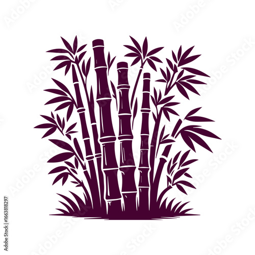 Purple bamboo grove silhouette vector illustration