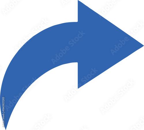 curved right arrow icon, navigation, direction, forward, move, progress, growth, pointer vector illustration on white background