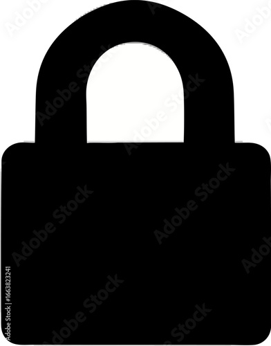 A lock icon without a hole, representing security and closed systems, often used in UI/UX designs.
