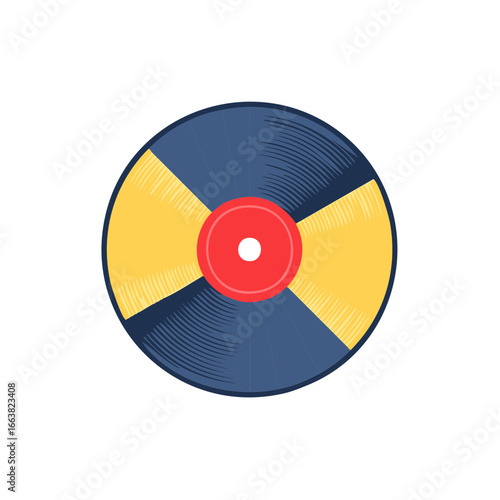 Colorful Vinyl Record Vector Art Flat Lay Retro Music Listening Experience