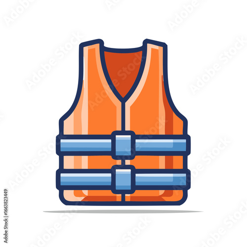 Illustrated Orange Life Vest Safety Equipment for Aquatic Activities