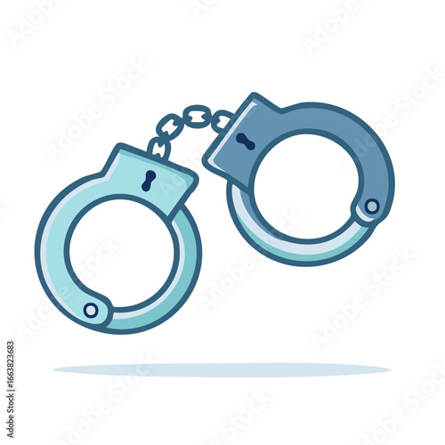 Handcuffs Illustration with Chains for Law Enforcement and Crime Prevention