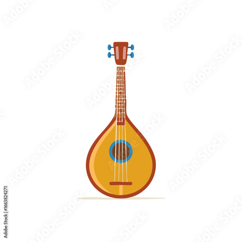 Stringed Instrument Illustration Flat Lay Artwork Design Classic Musical Equipment