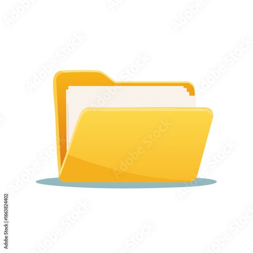Yellow Folder with Papers, Organizing Files and Documents, Data Storage and File Management,  Office Supplies
