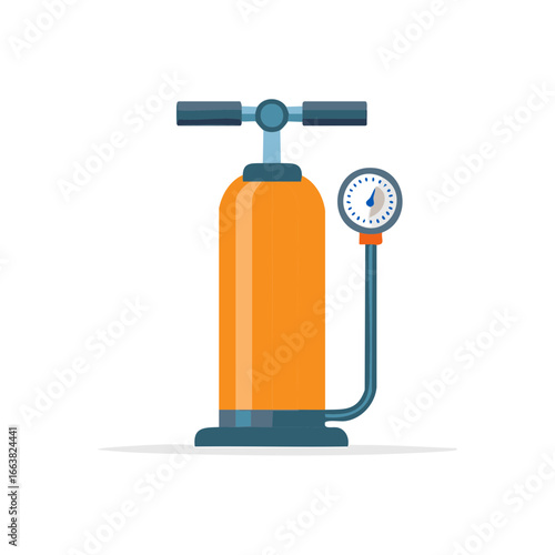 Air pump with gauge flat vector illustration equipment for pumping and inflating isolated