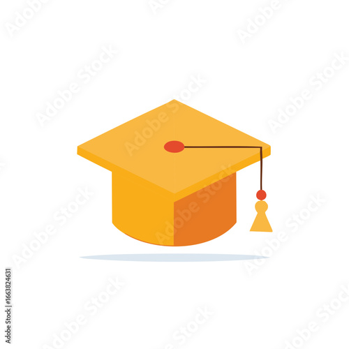 Illustrative graduation cap icon with tassel for commencement ceremony celebration