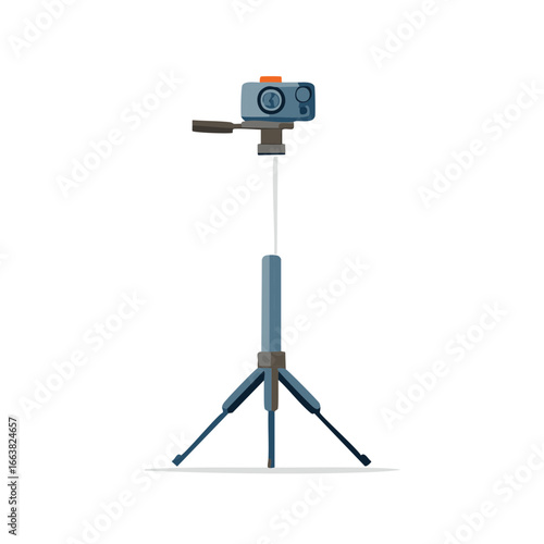 Stylized camera on tripod with extended grip for stable, professional videography and photography equipment