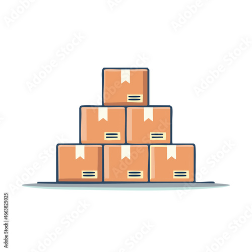 Illustration of a stacked pile of moving boxes. Moving and shipping company and logistics illustration.