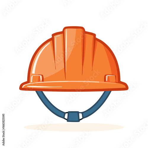Cartoon Construction Hard Hat Orange Safety Gear for Workers Industrial Job Site