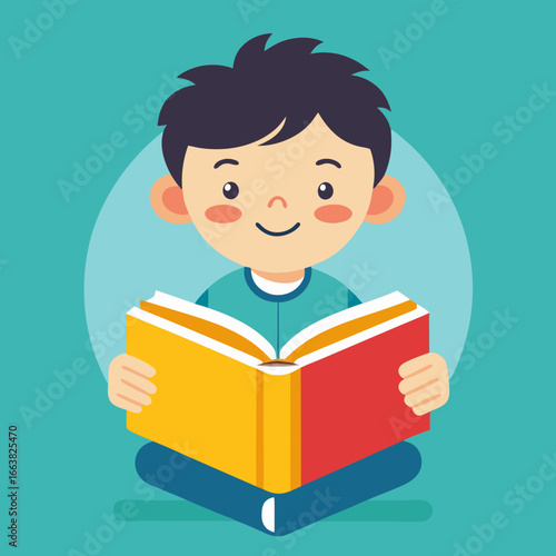 boy reading a book