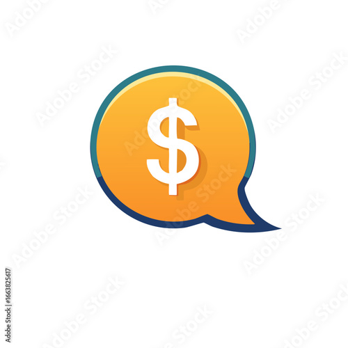 Orange Speech Bubble with Dollar Symbol Finance Communication Icon Concept
