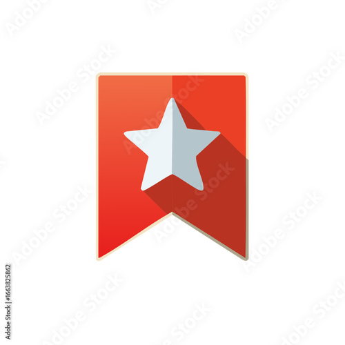 Bookmark Icon Design with Star Symbol on Red Sign Creative Favorite Illustration