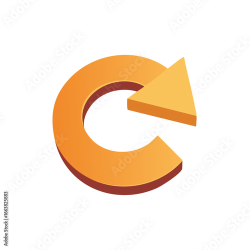 Isometric Arrow Circle Rotating Reloading Icon Design Concept in Orange Colors