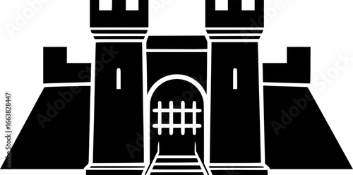 fortress gate icon vector illustration
