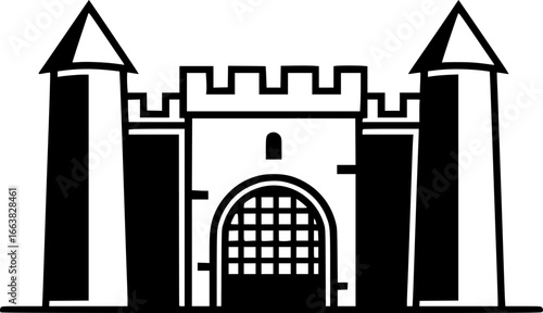 fortress gate icon vector illustration