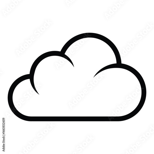 Simple outline of a cumulus cloud for digital design and conceptual use silhouette