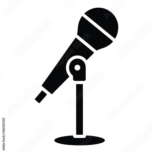 Iconic studio microphone on stand perfect for music audio recording performance and broadcasting silhouette