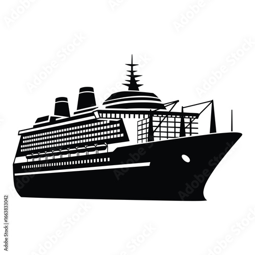 Majestic cruise ship silhouetted against a vast ocean voyage at sea silhouette