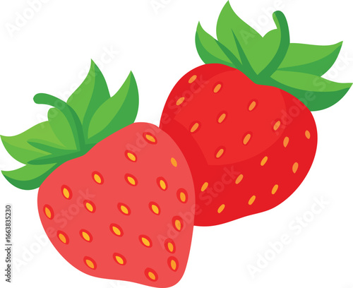 Colored Garden Strawberry Flat Icon Fresh Red Strawberry Vector Symbol for Food Apps, Websites, UI UX, Healthy, Dessert Design