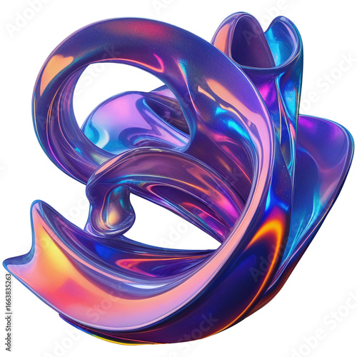 3d Holographic Abstract Modern Glossy Fluid Shape Colorful Iridescent Futuristic Shiny Object