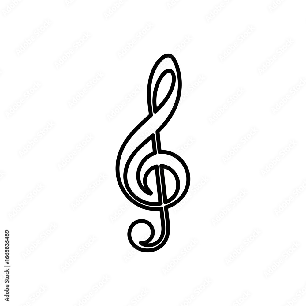Fototapeta premium Musical Clef Icon Minimalist Outline Design 