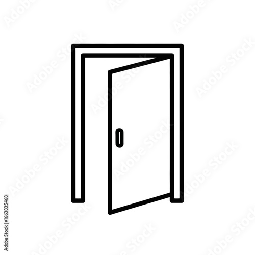 Open Door Vector Icon Outline Design  