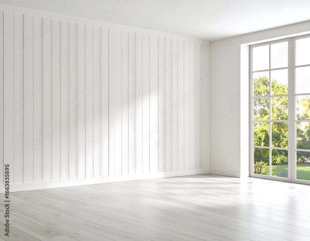 Obraz premium Empty white room with large window