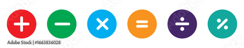 Plus, minus, multiply, divide and equal sign icon design set. Addition, subtraction, multiplication, division, equal sign, icon symbol. Mathematical symbol icon. Mathematics shapes. plus and minus