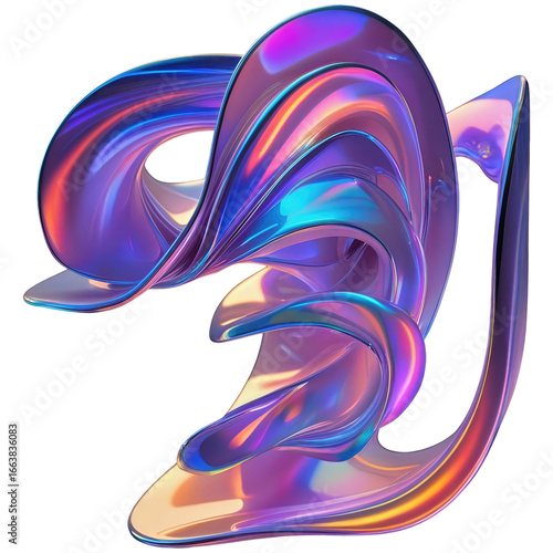 3d Holographic Shiny Abstract Fluid Object Iridescent Colorful Modern Futuristic Render