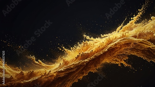 Abstract Golden Particle Motion Background in Swirling Yellow Dust Storm