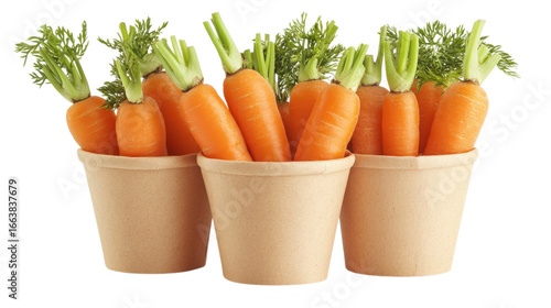 Carrots in Paper Cups Healthy Snack Root Vegetables