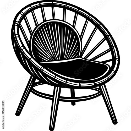 Simple Papasan Chair Outline on White
